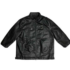 AE Di Milano Emporio Collezioni Faux Leather Jacket -‎ Black - Sizes 2XL